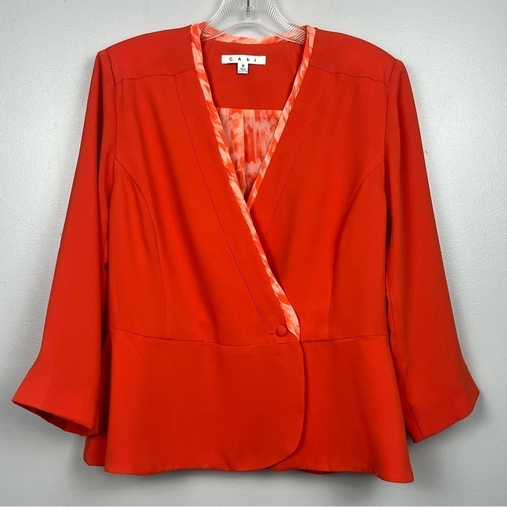 Cabi #216 Jane orange peplum jacket, size 8.